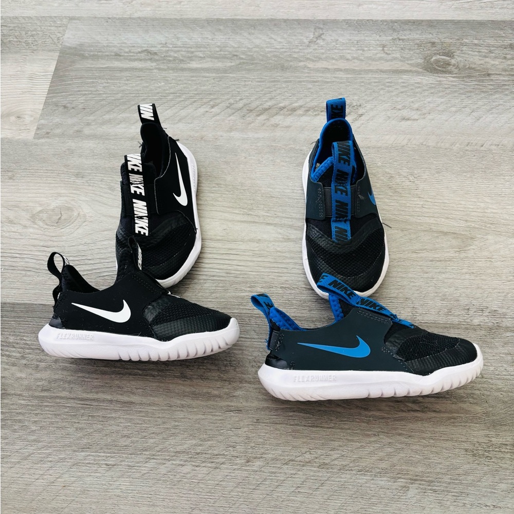 Nike Toddler kids Slip-On Athletic Sneakers - Black & Blue Size 7 c & 8 c Set